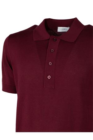 Burgundy silk and cotton blend polo shirt PAOLO PECORA | A006F2004469